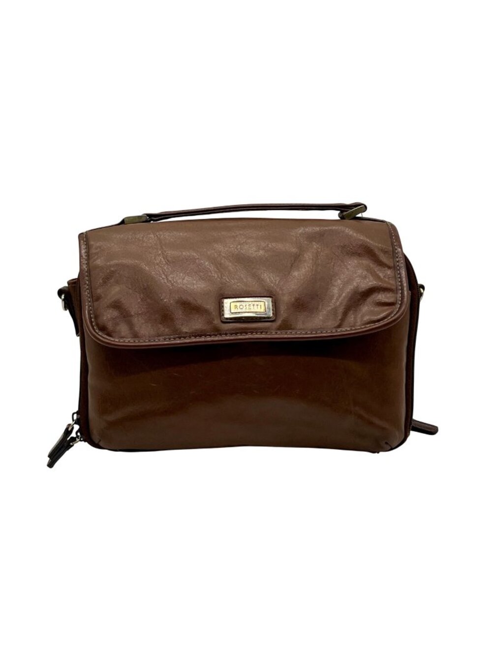 Rosetti Brown Leather Flap Shoulder Bag
